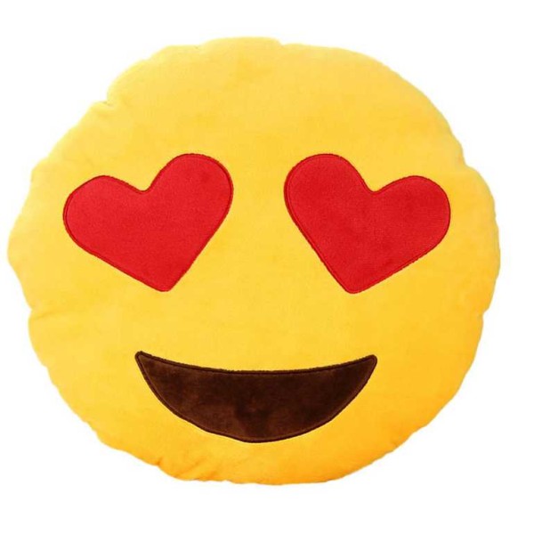 Soft Smiley Love Emoticon Cushion With Heart Eyes